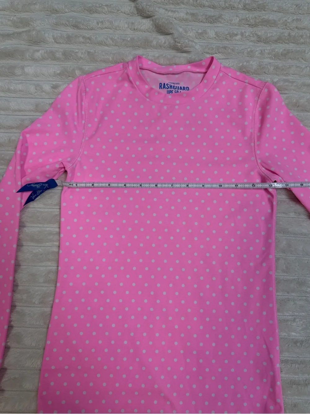 Crewcuts by J.Crew: Girls Pink Polka Dot Long Sleeve Rashguard, Size 12